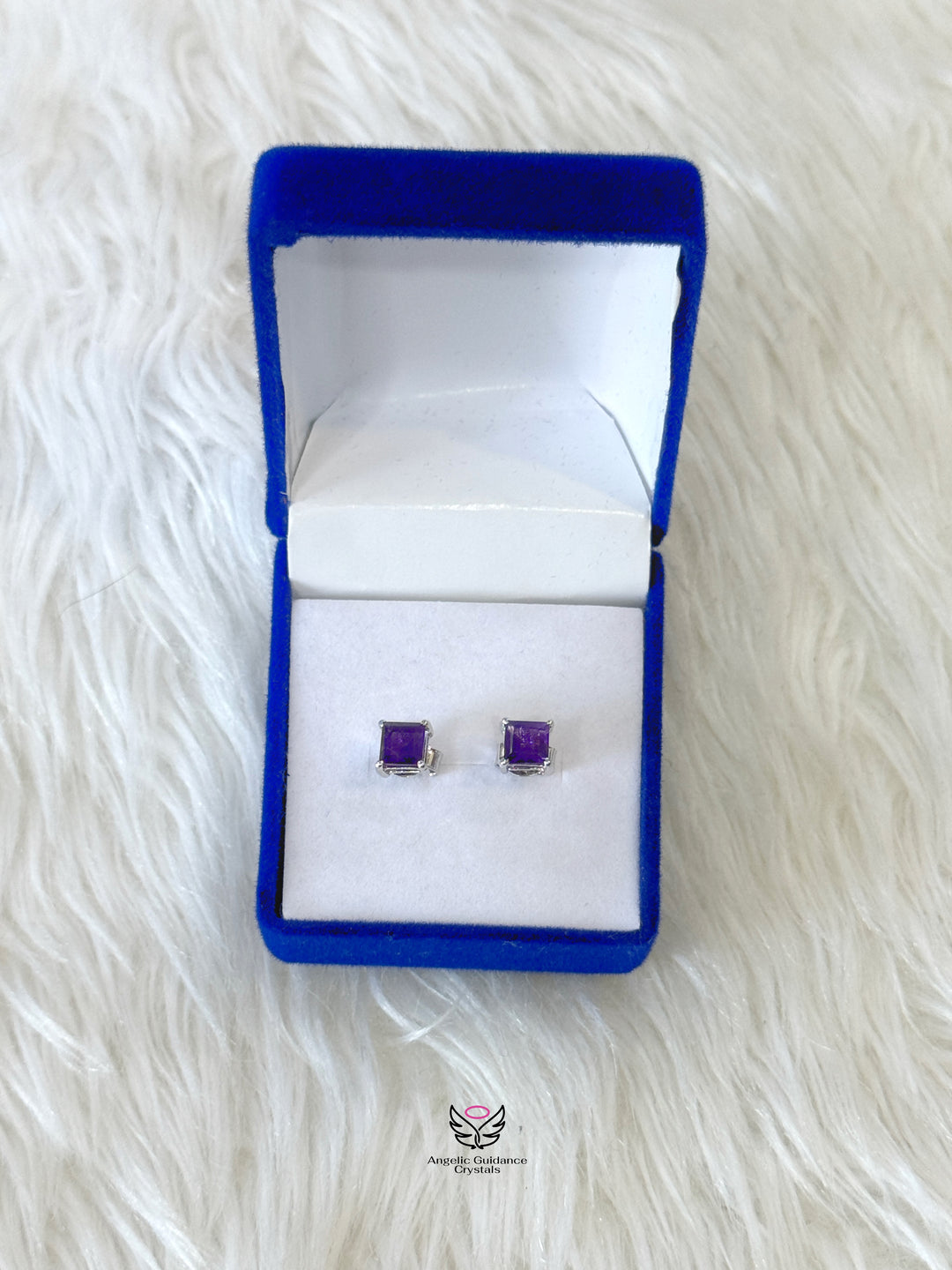 Amethyst Silver Earrings Square