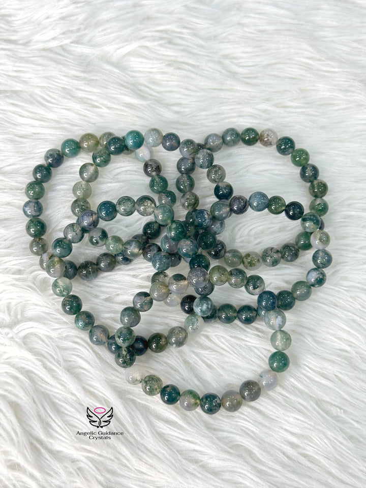 Moss Agate Bracelet 8mm Aaa