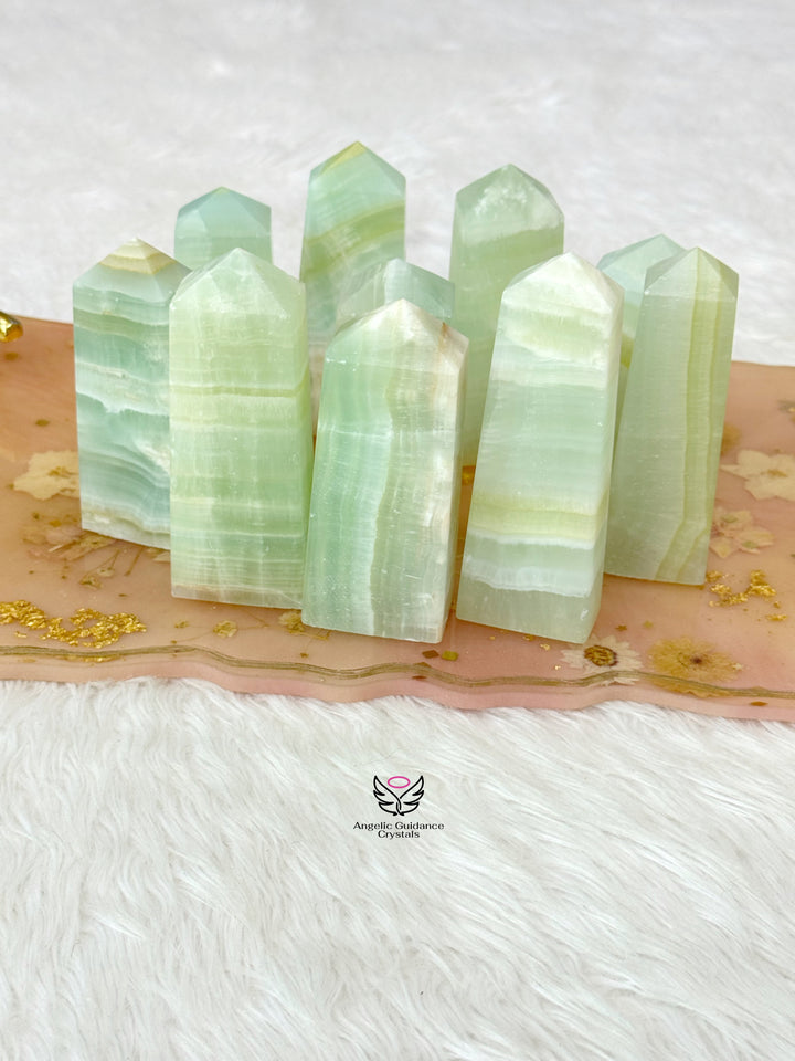 Pistachio Green Calcite Tower Large