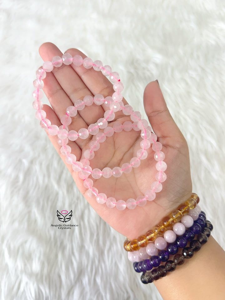 Rose Quartz Faceted Bracelet AAA