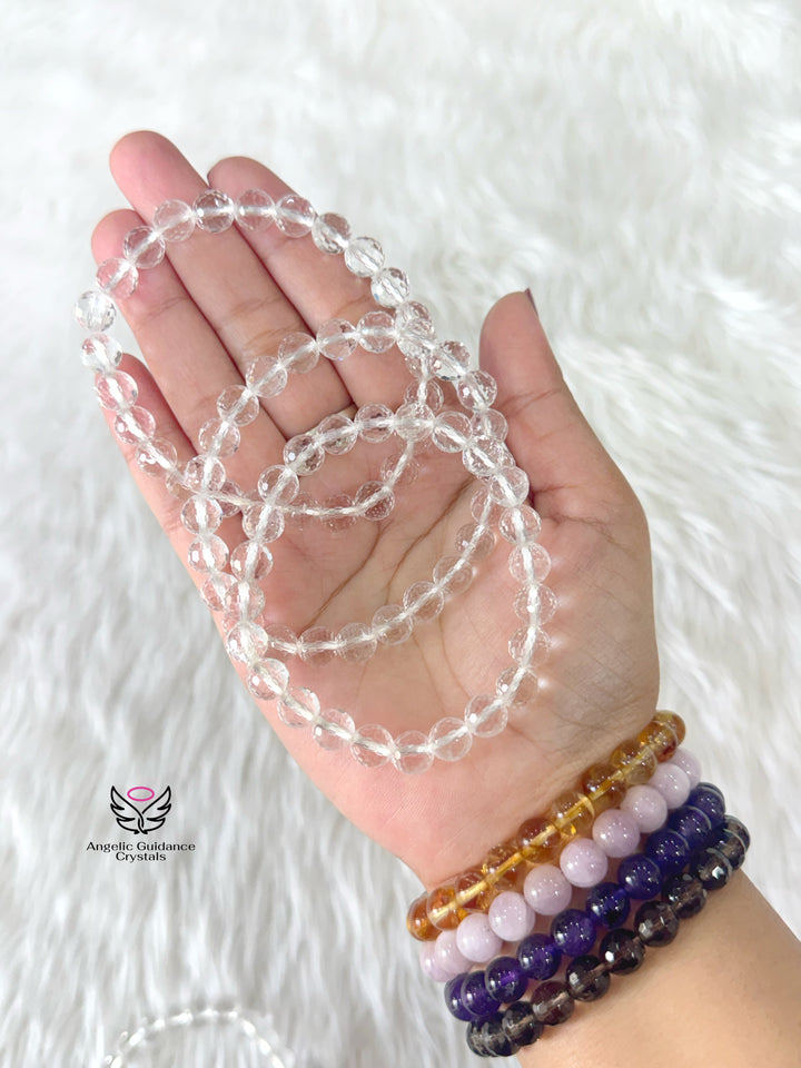 Clear Quartz Faceted Bracelet 8mm Aaa