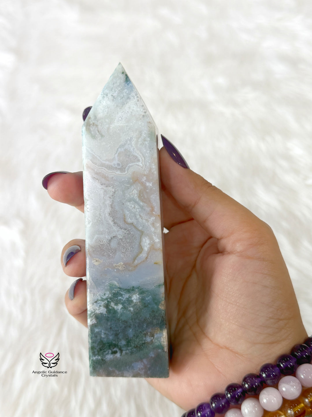 Moss Agate Druzy Tower 2