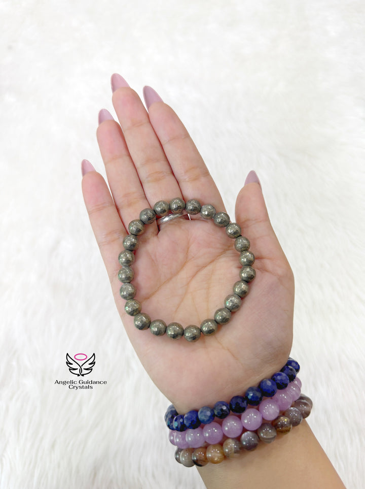 Pyrite Bracelet Faceted 8MM Aa