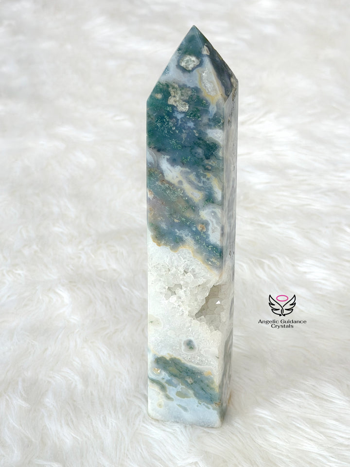 Moss Agate Druzy Tower 4