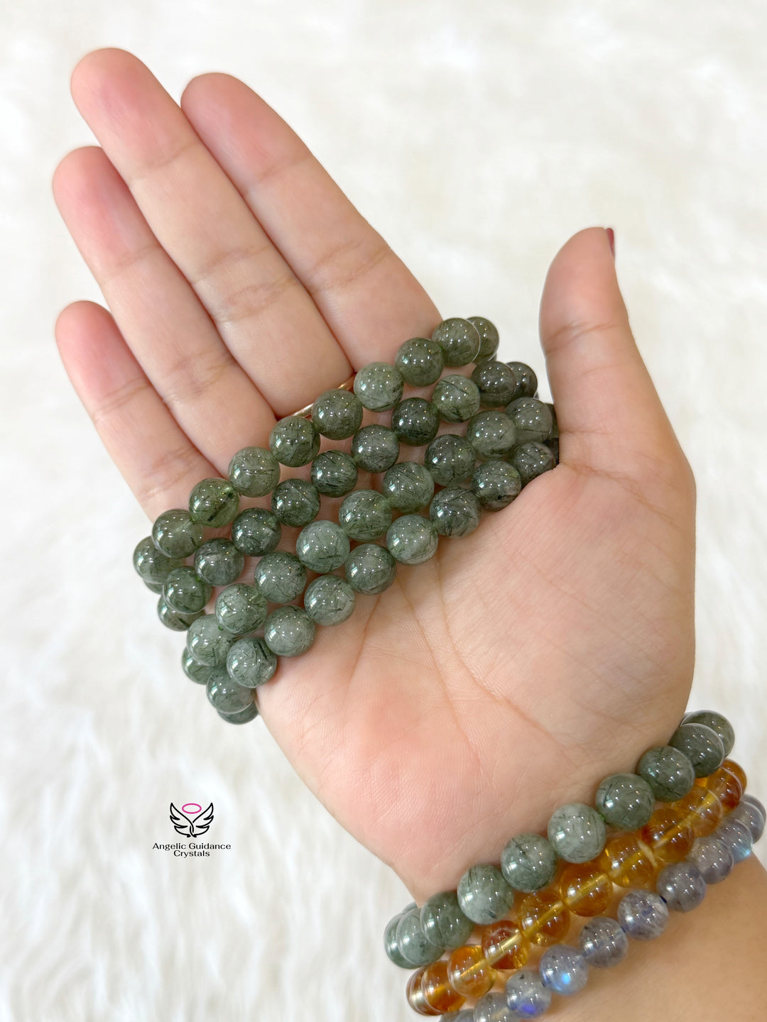 Green Rutilated Quartz Bracelet 9mm