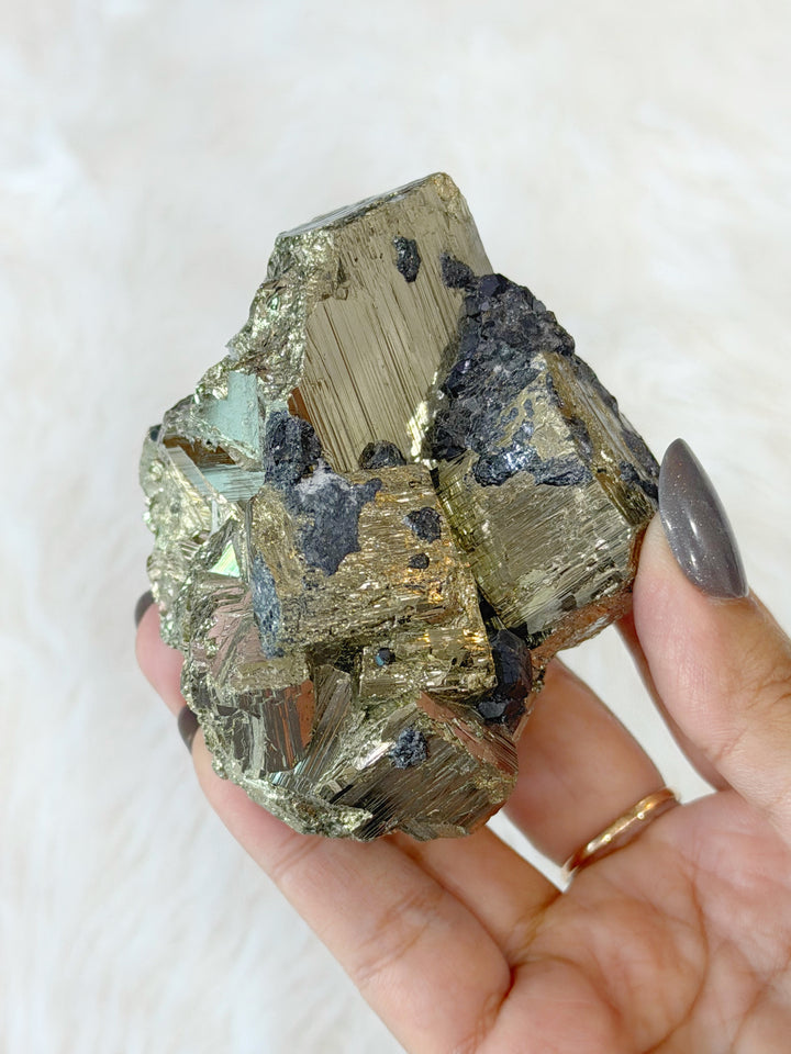 Pyrite Cubic Cluster With Sphalerite 5