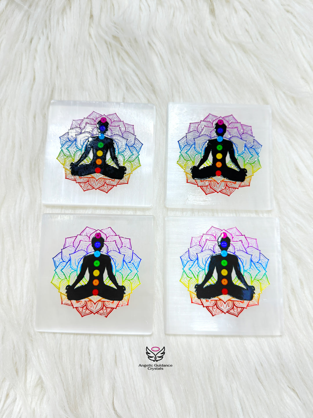 Selenite Seven Chakra Coaster Medium