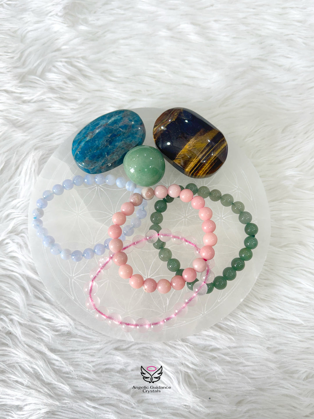 Selenite Flower of Life Round Plate Large