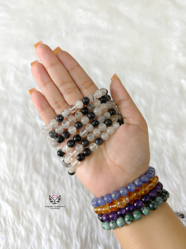 Black Rutilated Quartz Bracelet 8mm