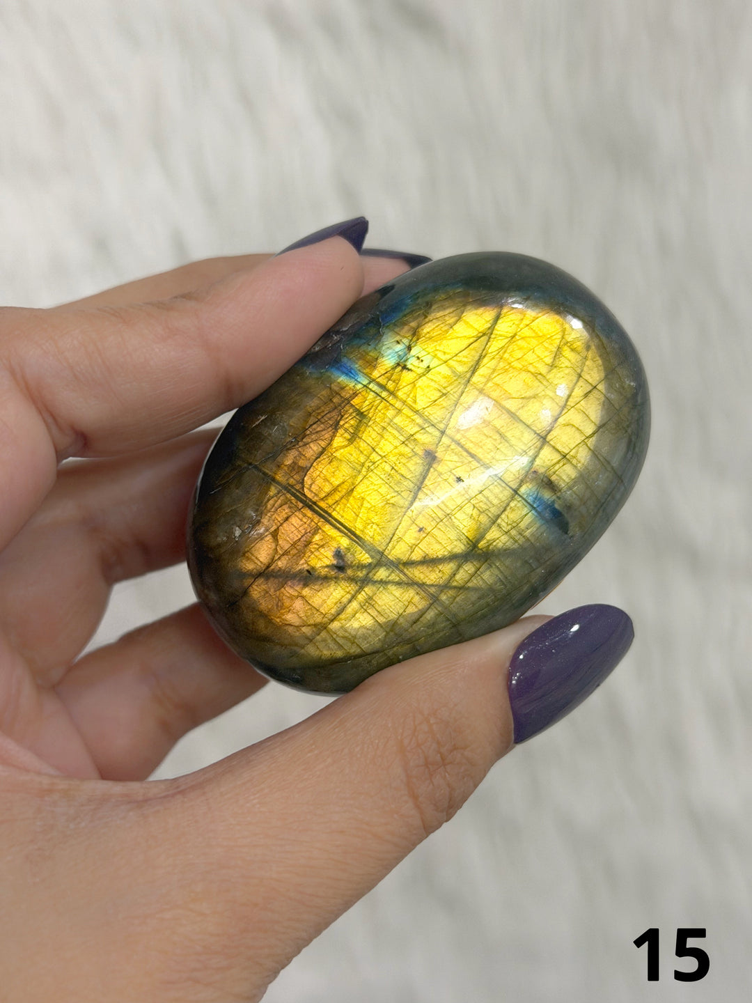 Labradorite Puffy Palm Stone For Intuition &amp; Protection