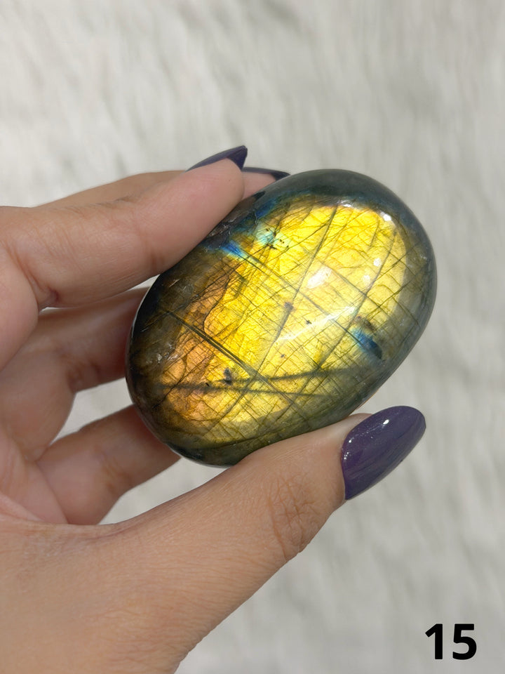 Labradorite Puffy Palm Stone For Intuition &amp; Protection