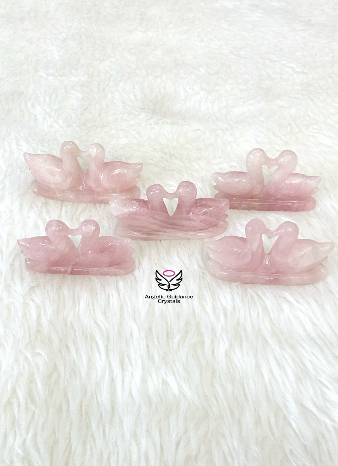 Rose Quartz Mandarine Duck Pair Small