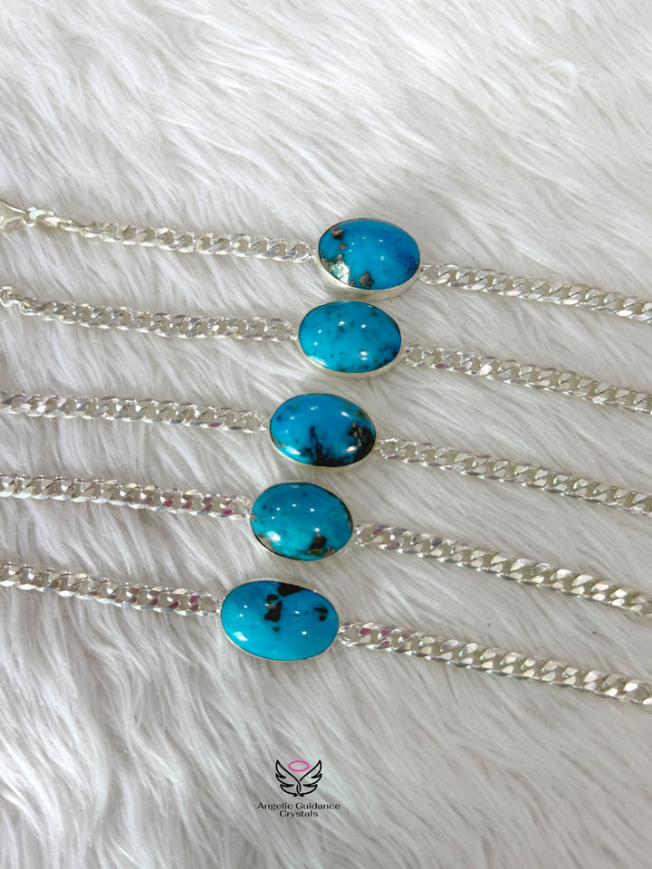 Turquoise Iranian Firoza Silver Bracelet