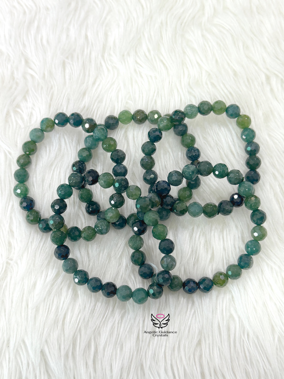 Moss Agate Faceted Bracelet 8mm
