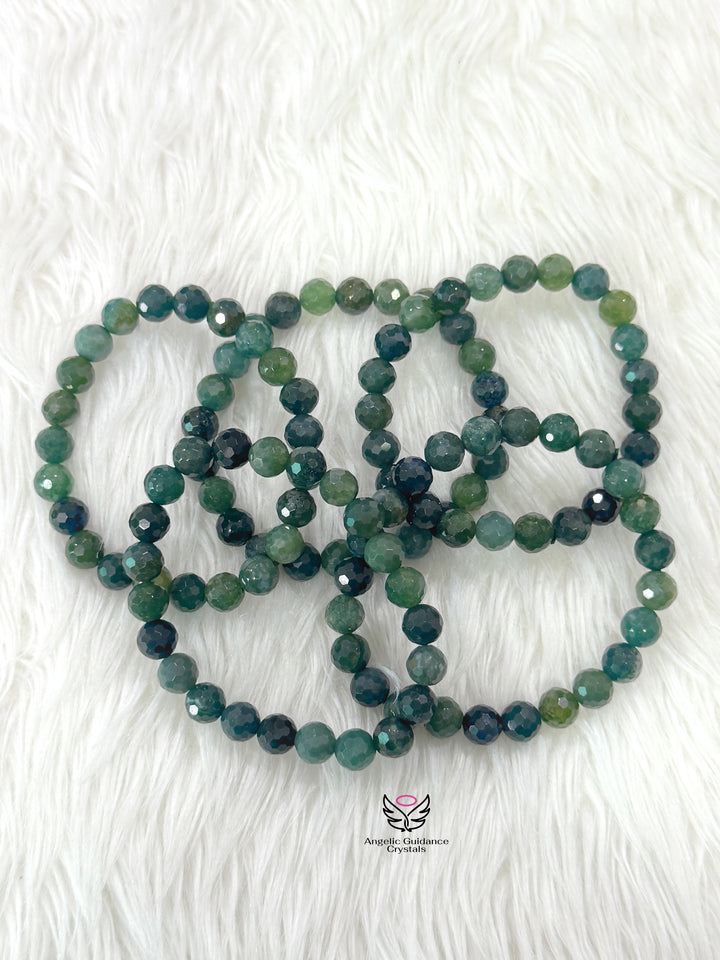 Moss Agate Faceted Bracelet 8mm