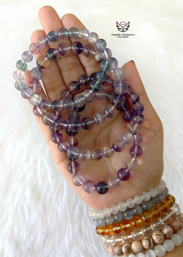 Rainbow Fluorite 9mm Bracelet Aaa