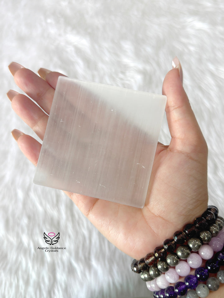 Selenite Square Coaster Medium
