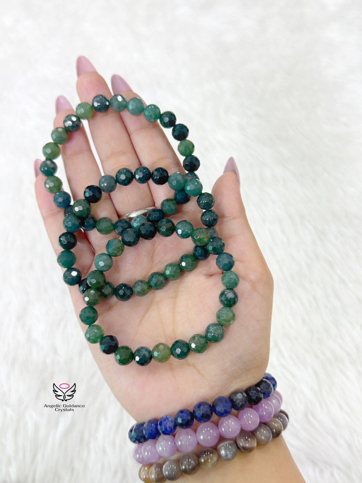 Moss Agate Faceted Bracelet 8mm