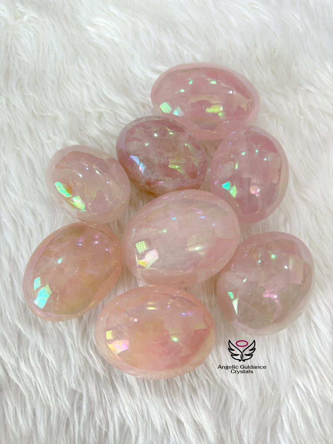 Rose Quartz Aura Palm Stone