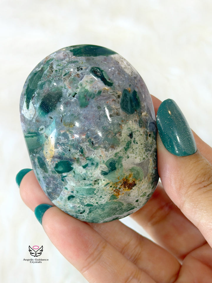 Ocean Green Jasper Palm Stone