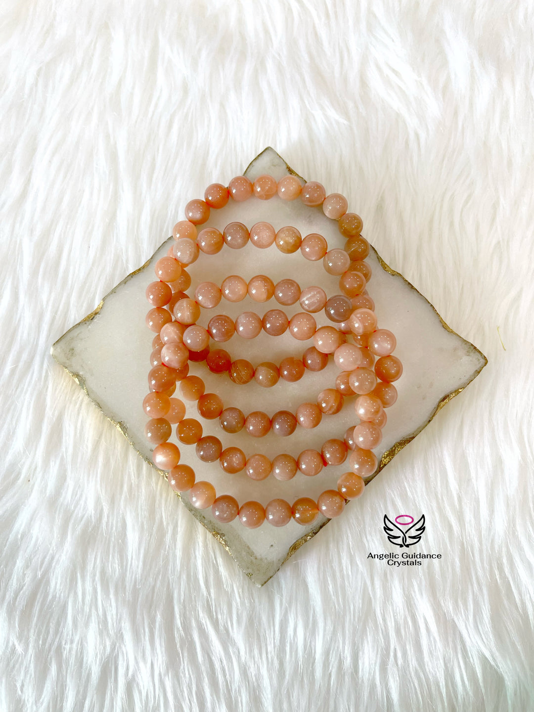 Peach Moonstone Round Bracelet