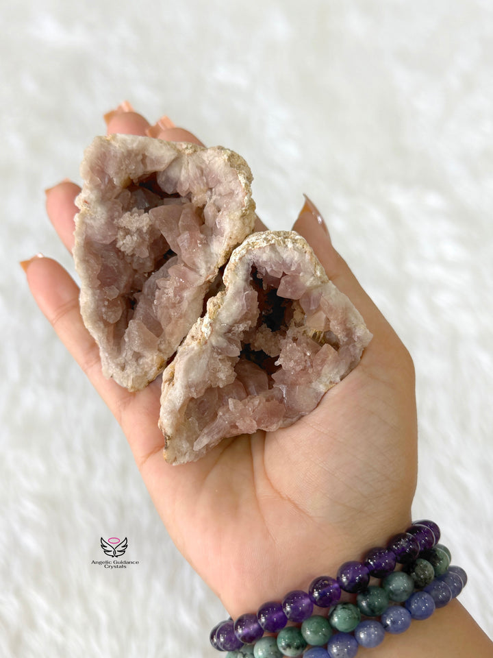 Pink Amethyst Geode Pair