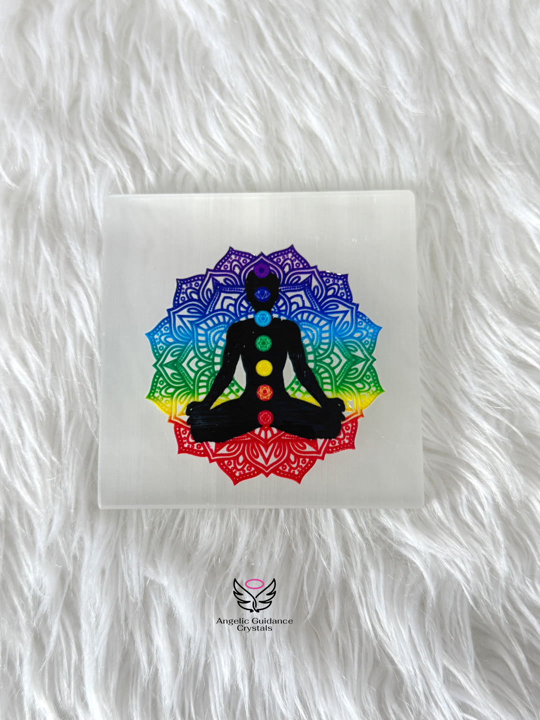 Selenite Seven Chakra Coaster Medium