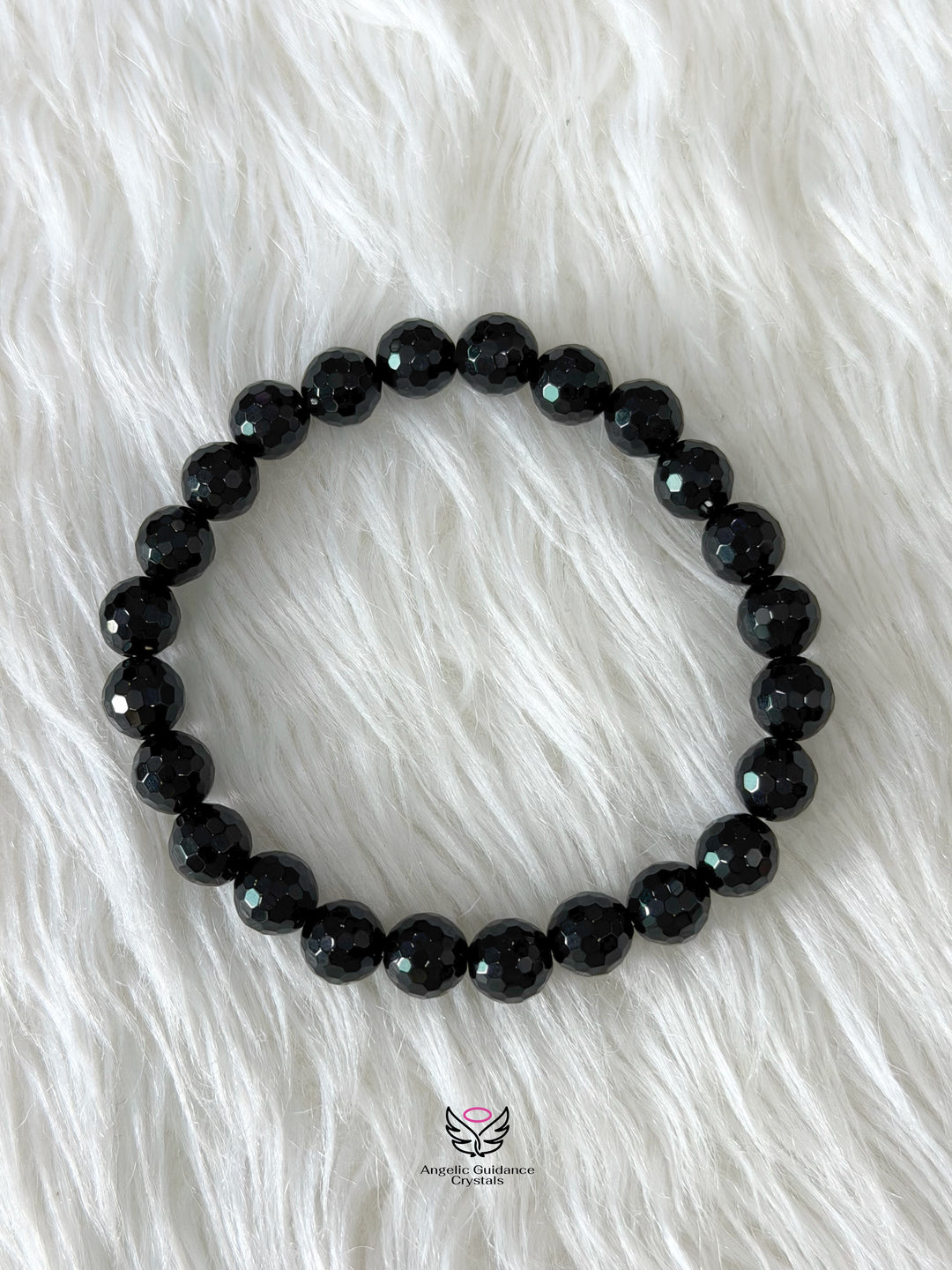 Black Tourmaline Faceted Bracelet 8mm