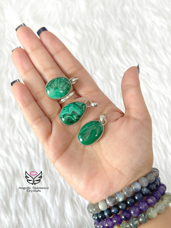 Malachite Silver Pendant | Growth And Abundance