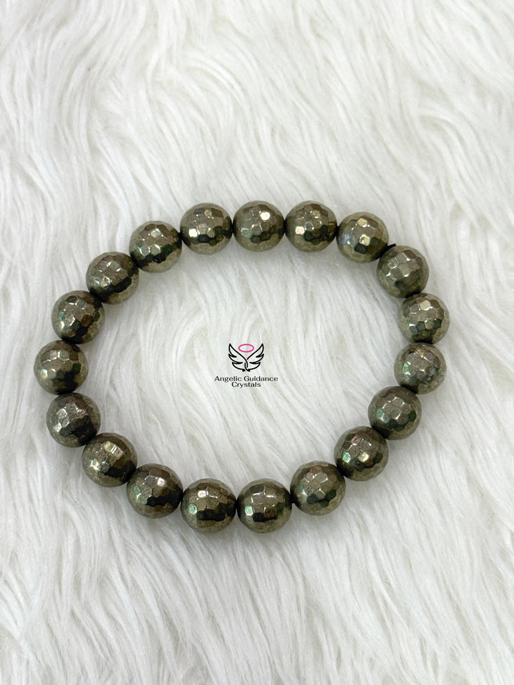 Pyrite Bracelet Faceted 10 MM Aa