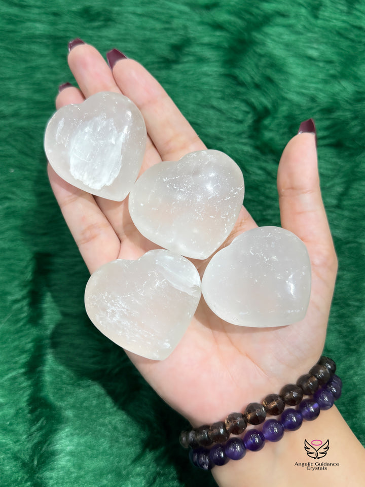 Selenite Heart Raw Small