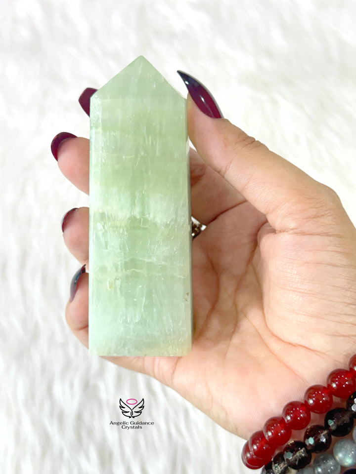 Pistachio Green Calcite Tower Large
