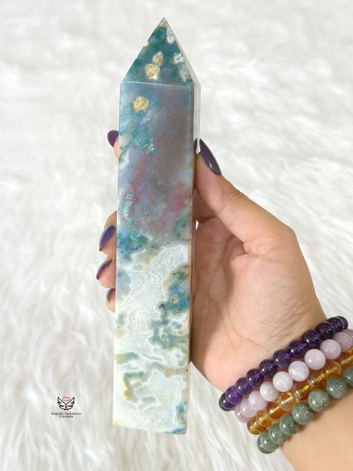 Moss Agate Druzy Tower 4
