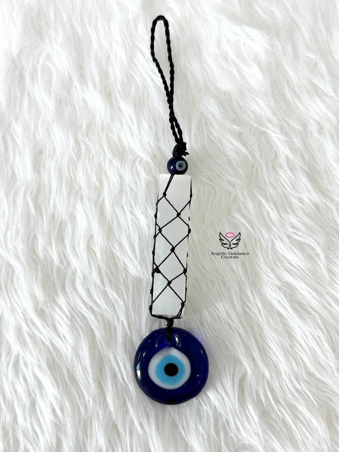 Selenite Evil Eye Hanging Medium For Protection