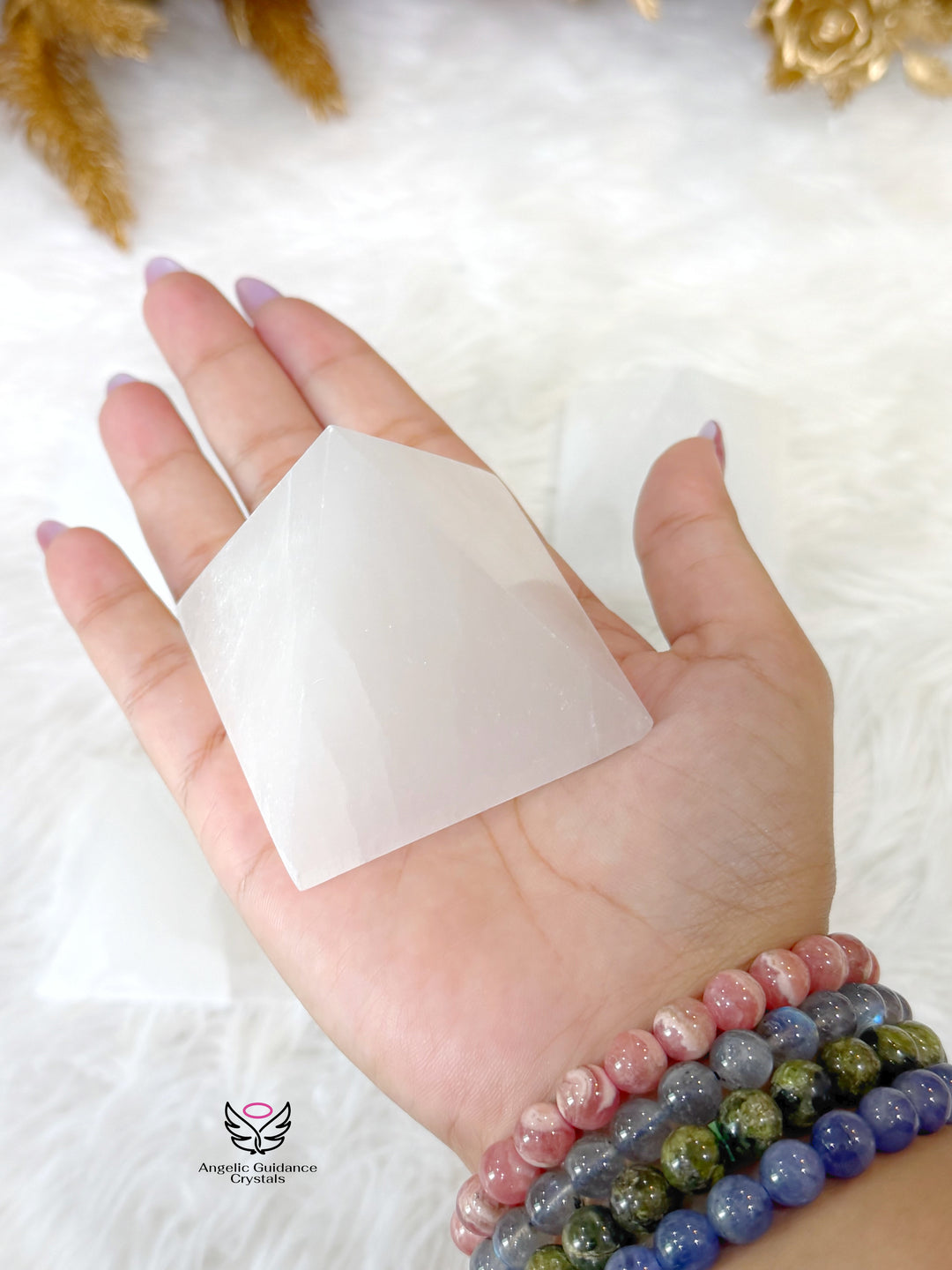 Selenite Medium Pyramid
