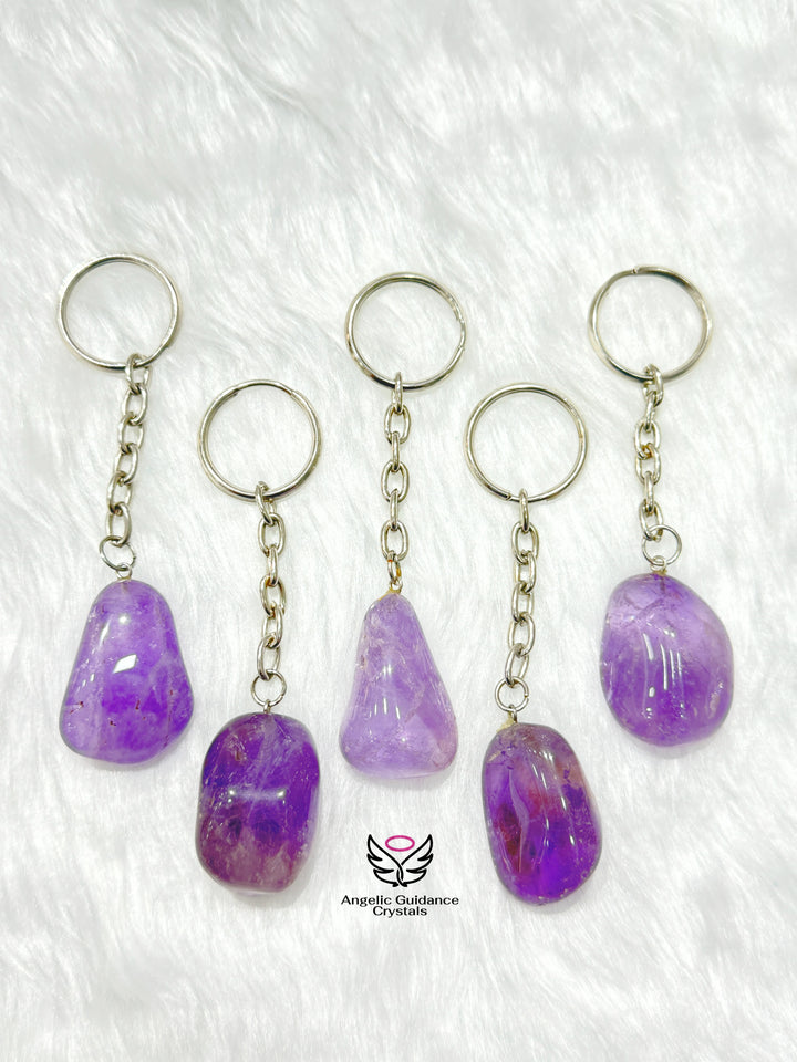 Amethyst Natural Tumble Keychain