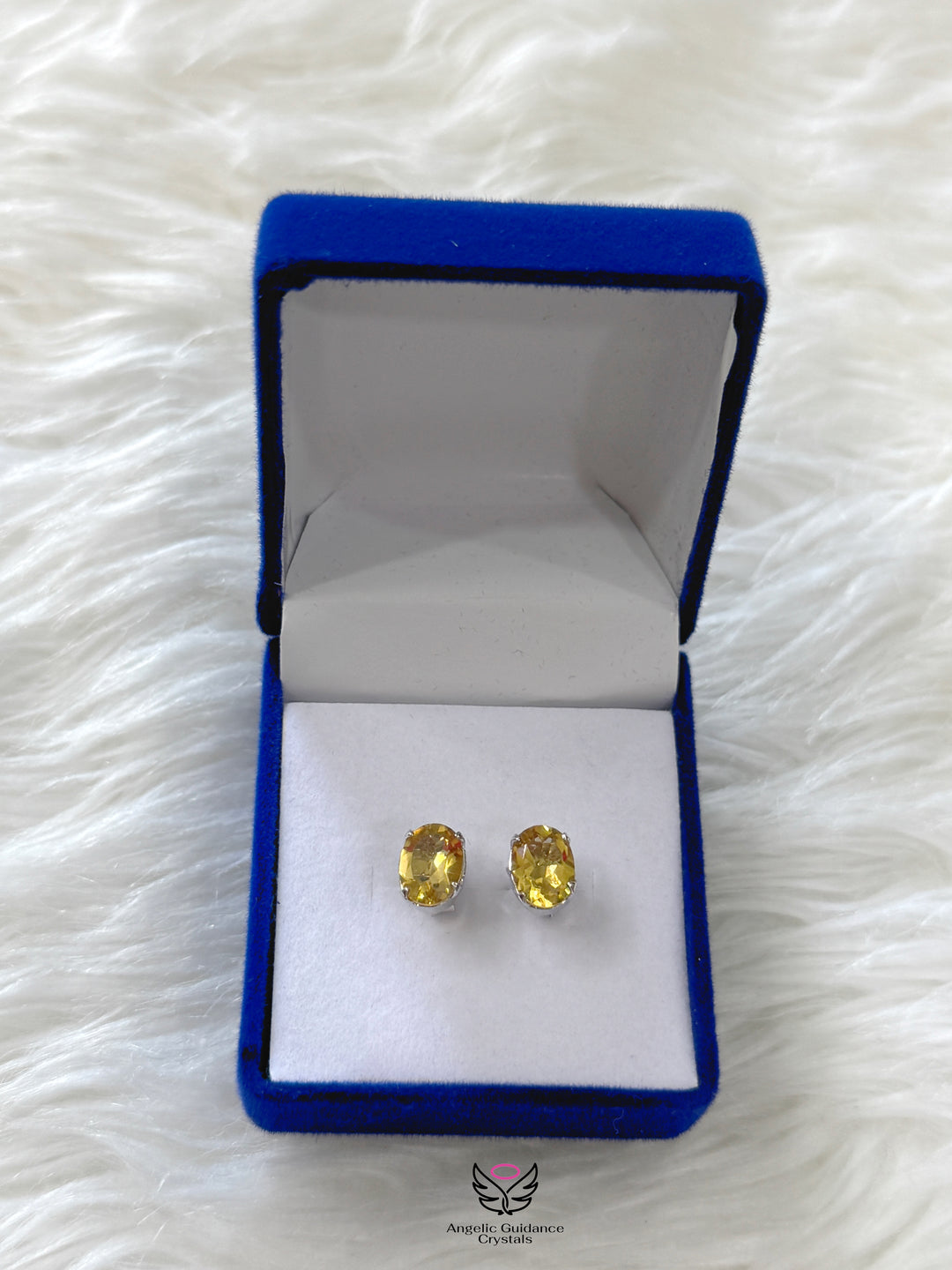 Citrine Silver Earrings Oval