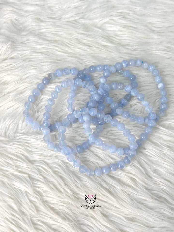 Blue Lace Agate Bracelet AAA 7mm