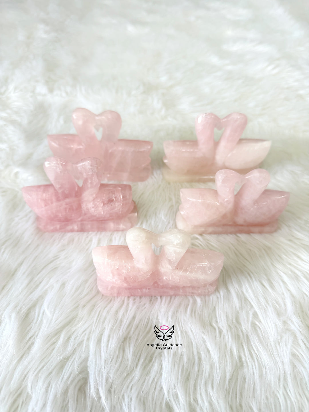 Rose Quartz Mandarine Duck Pair Medium