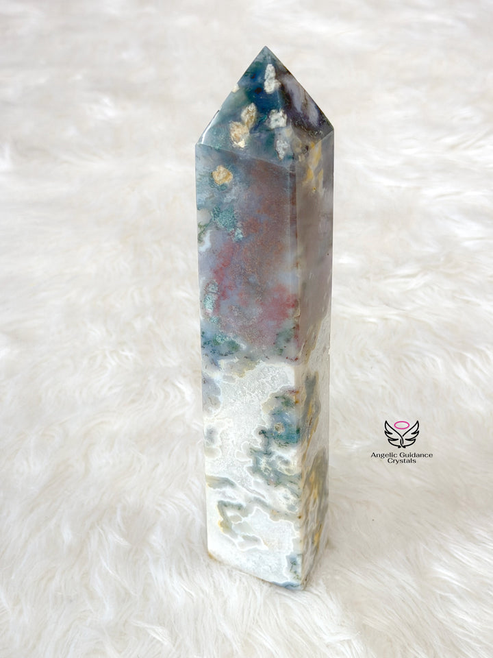 Moss Agate Druzy Tower 4