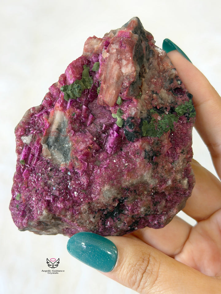 Pink Cobalto Calcite With Malachite Raw Stone 13