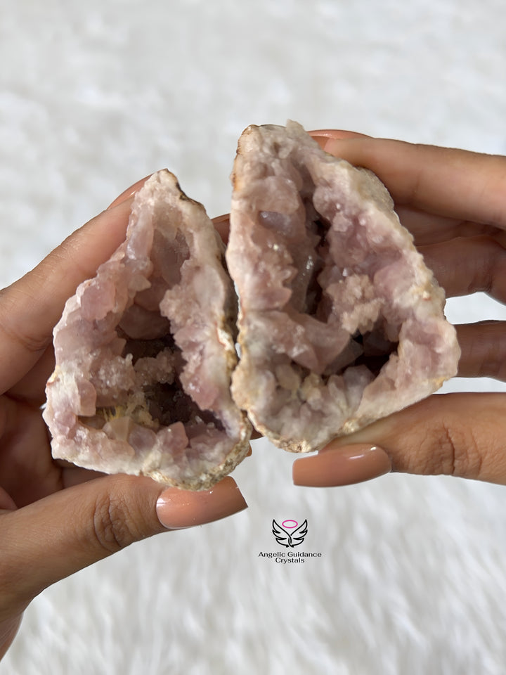 Pink Amethyst Geode Pair