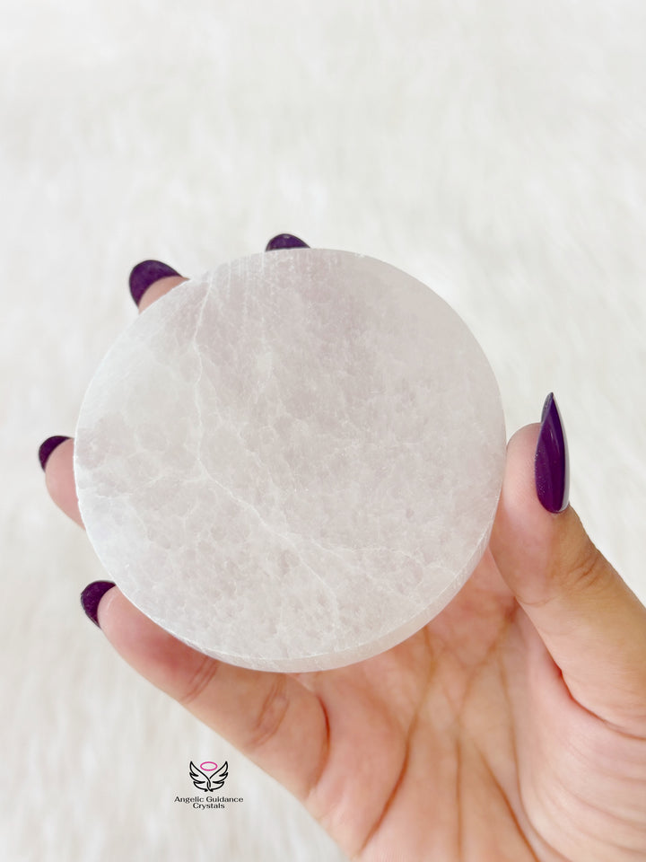 Selenite Round Plate Small