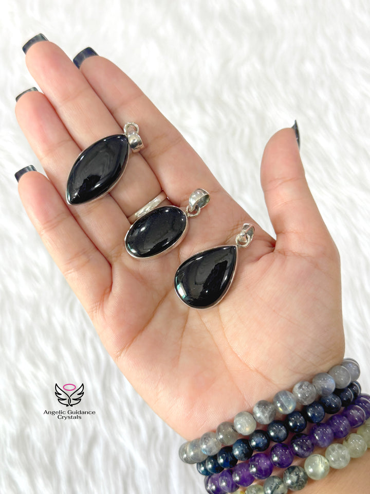 Black Tourmaline Silver Pendant | Protection And Aura Cleanser