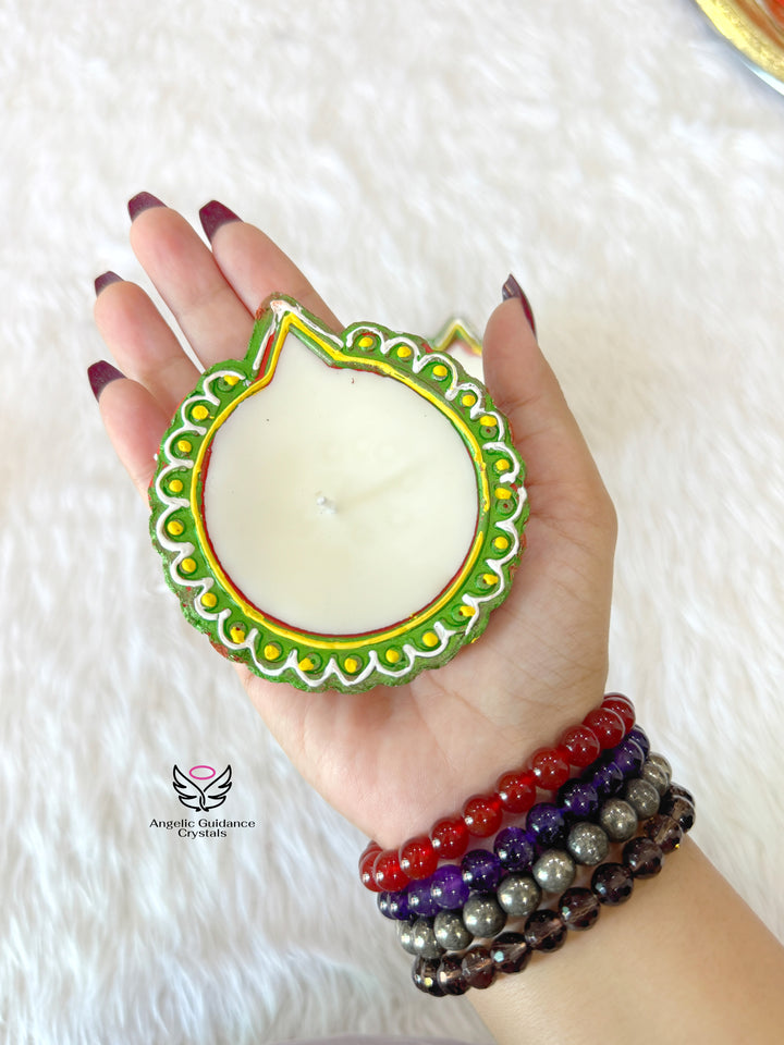 Diya Green Candle Large