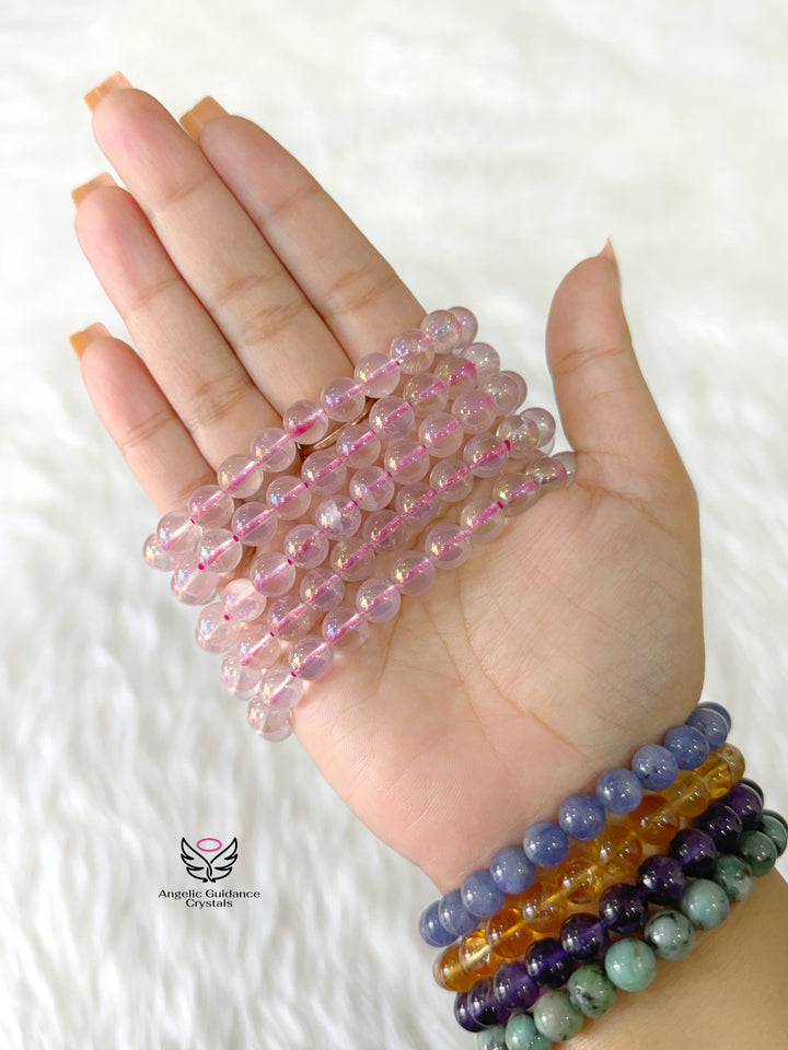 Pink Aura Quartz Bracelet 8mm