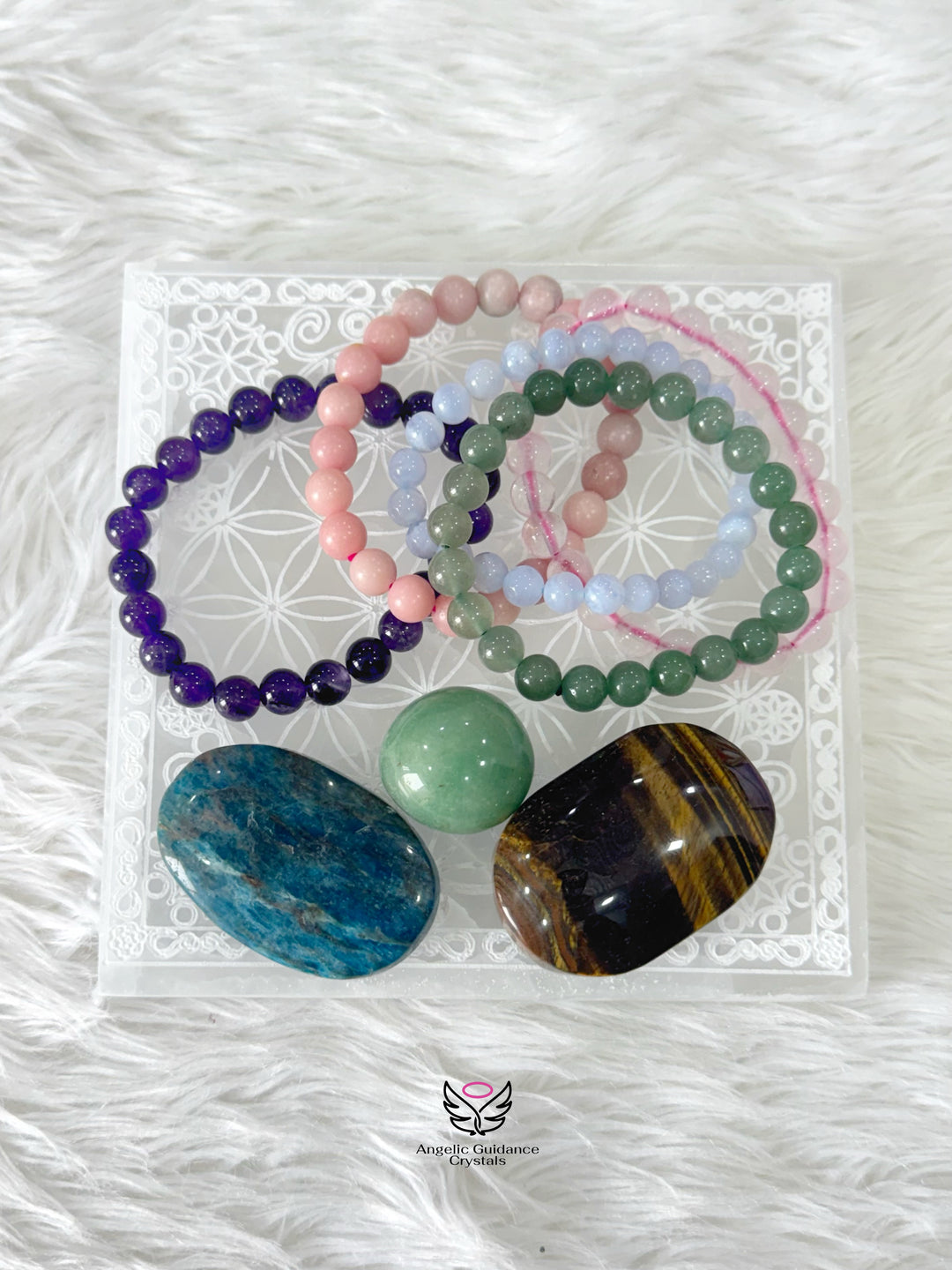 Selenite Flower Of Life Square Plate Large