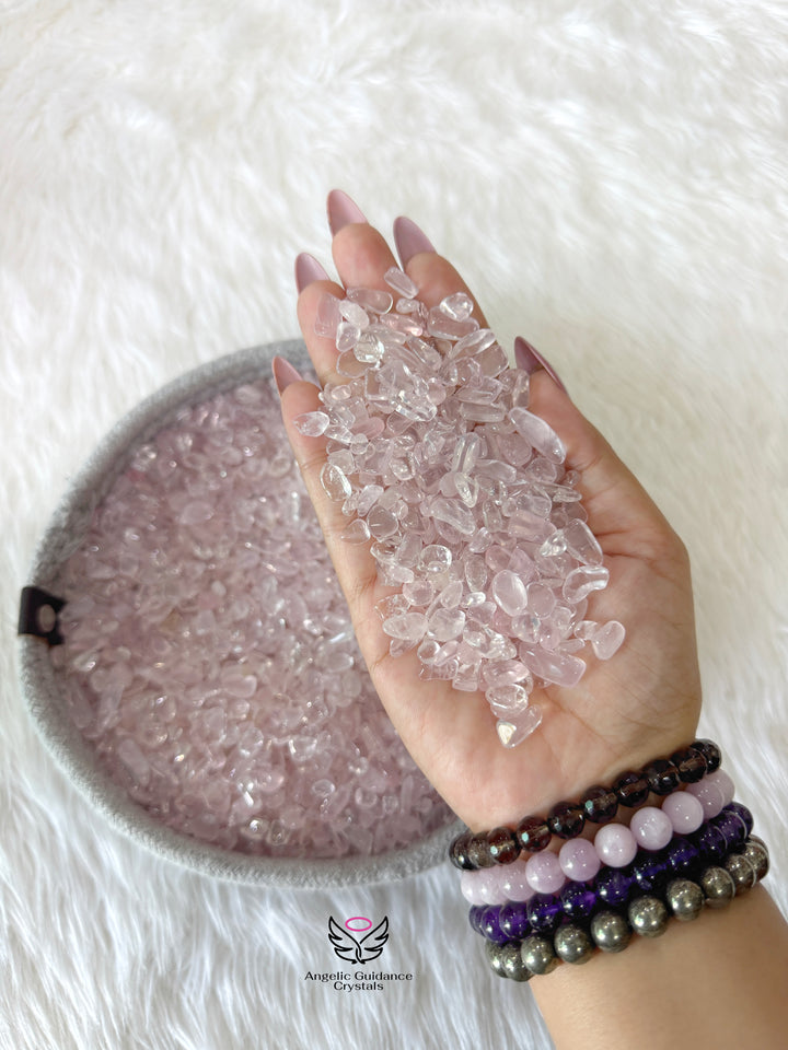 Rose Quartz Crystal Chips Aaa