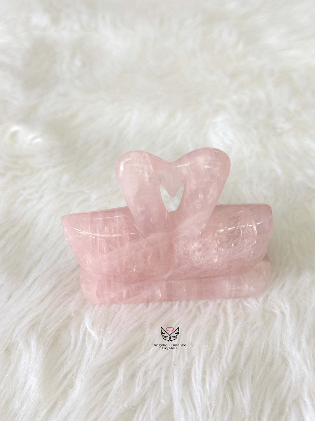 Rose Quartz Mandarine Duck Pair Medium
