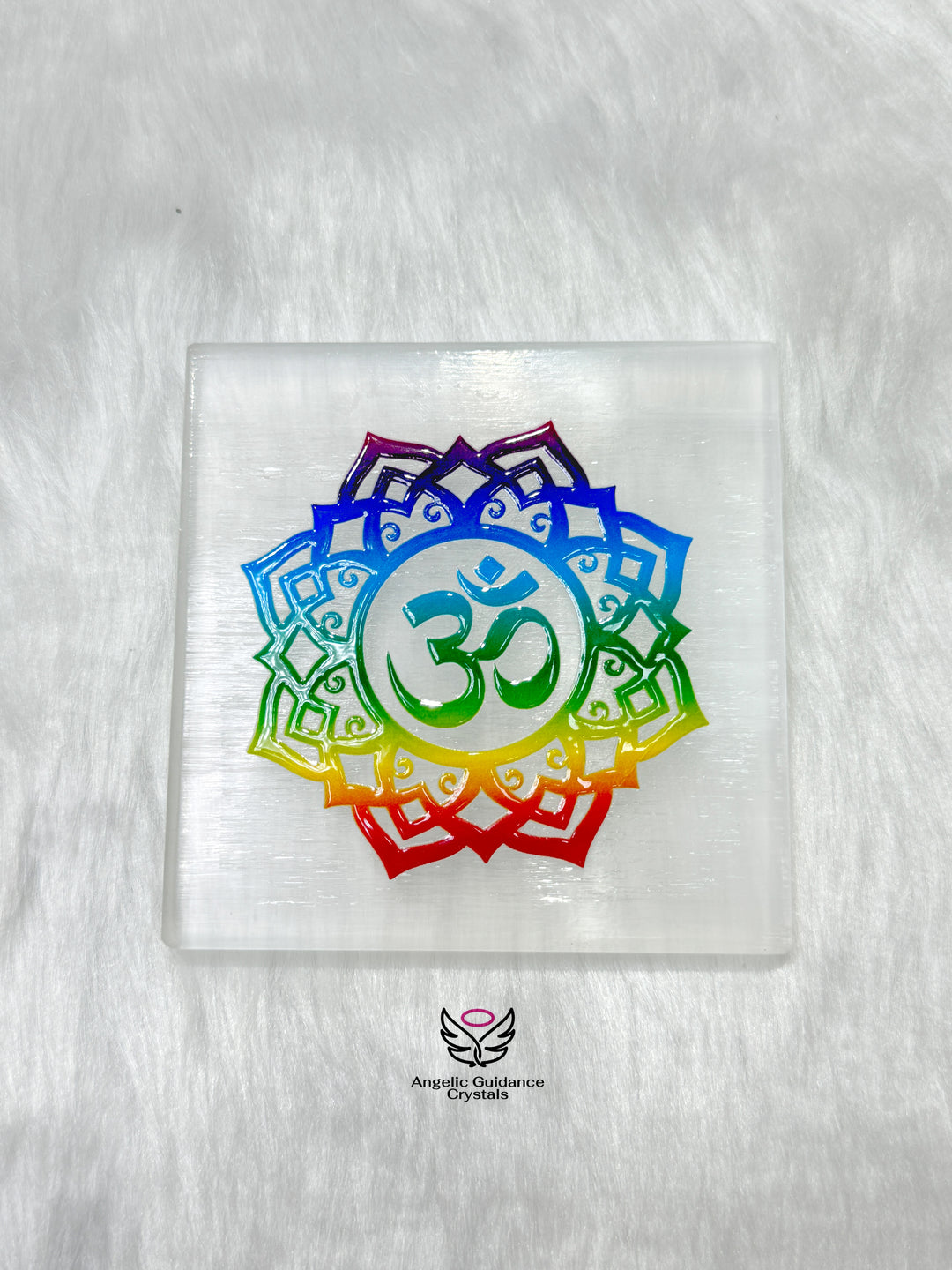 Selenite Om Coaster Medium